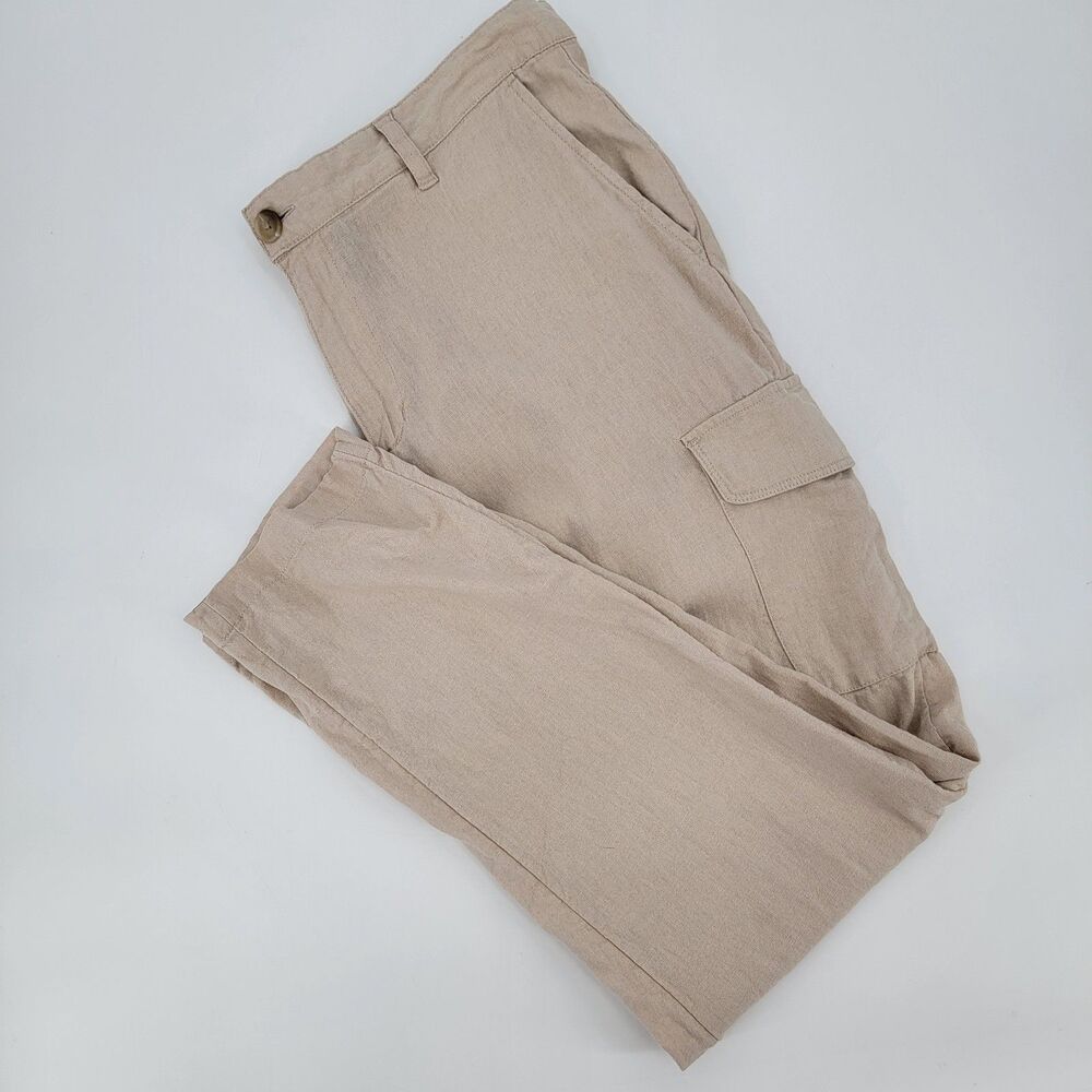 Caribbean Joe Mens 36x32 Linen/Rayon Blend Cargo Beach Resort Casual Pants
